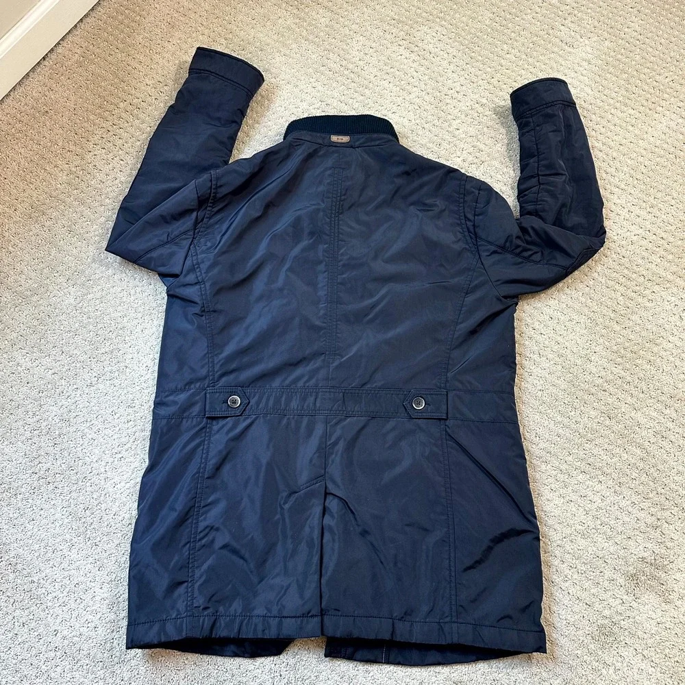 HUGO BOSS Jacket Men's 46R XXL Conaz2 Blue Field Coat‎ Quilted Lining Zip/Button